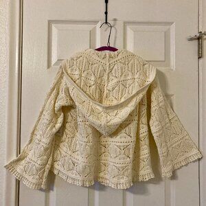NWT, SZ L, 100% COTTON, Crochet HOODIE, Ivory